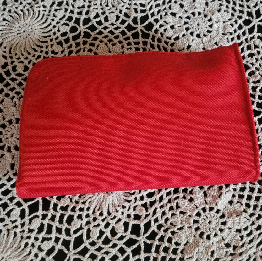 Dior‎ Red Canva Pouch Silver Logo Zip NIB